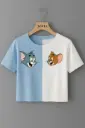 Tom & Jerry Crop Top – Blue & White