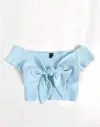 Sky-Knot Ribbed Crop Top