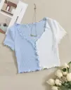 Sky Frost Dual-Tone Ribbed Crop Top 