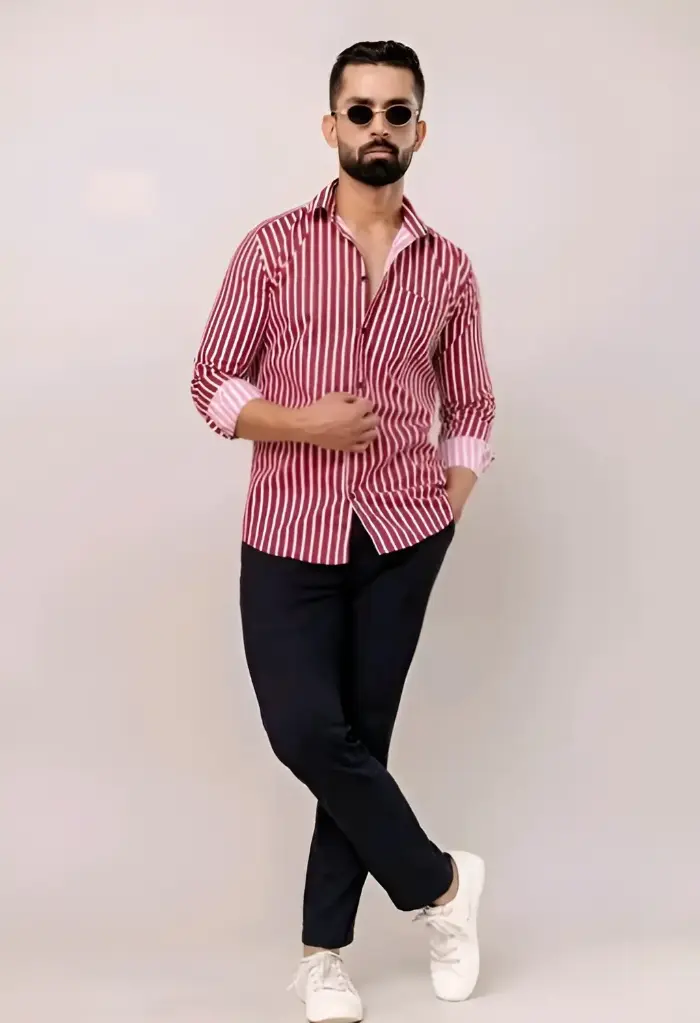 Crimson Edge Striped Shirt