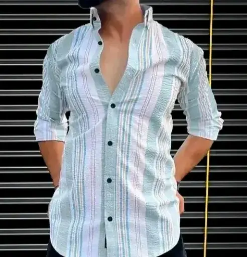 Urban Striped Crinkle Shirt – Sea Mist Edition