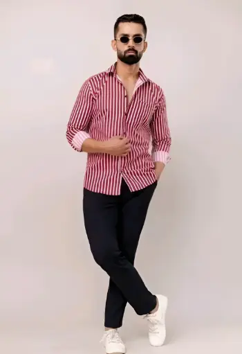 Crimson Edge Striped Shirt